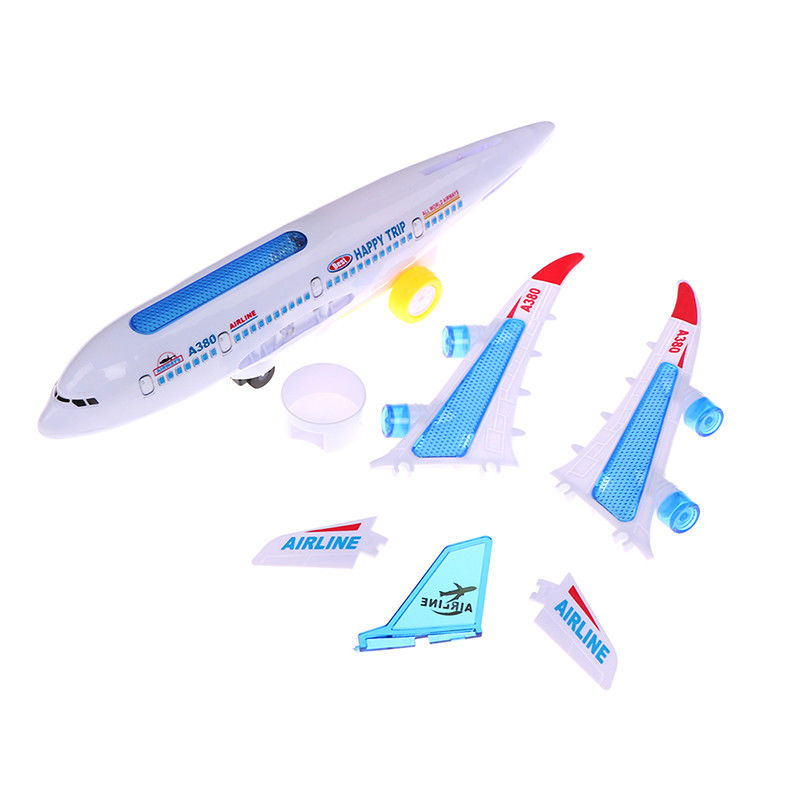 Ensamblaje DIY Airbus Avión piloto automático Relámpago Sonido Musical Iluminación juguetes Avión eléctrico juguete para niños Niños