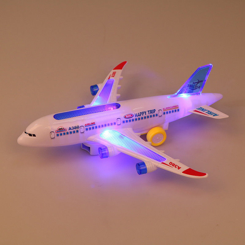 Ensamblaje DIY Airbus Avión piloto automático Relámpago Sonido Musical Iluminación juguetes Avión eléctrico juguete para niños Niños
