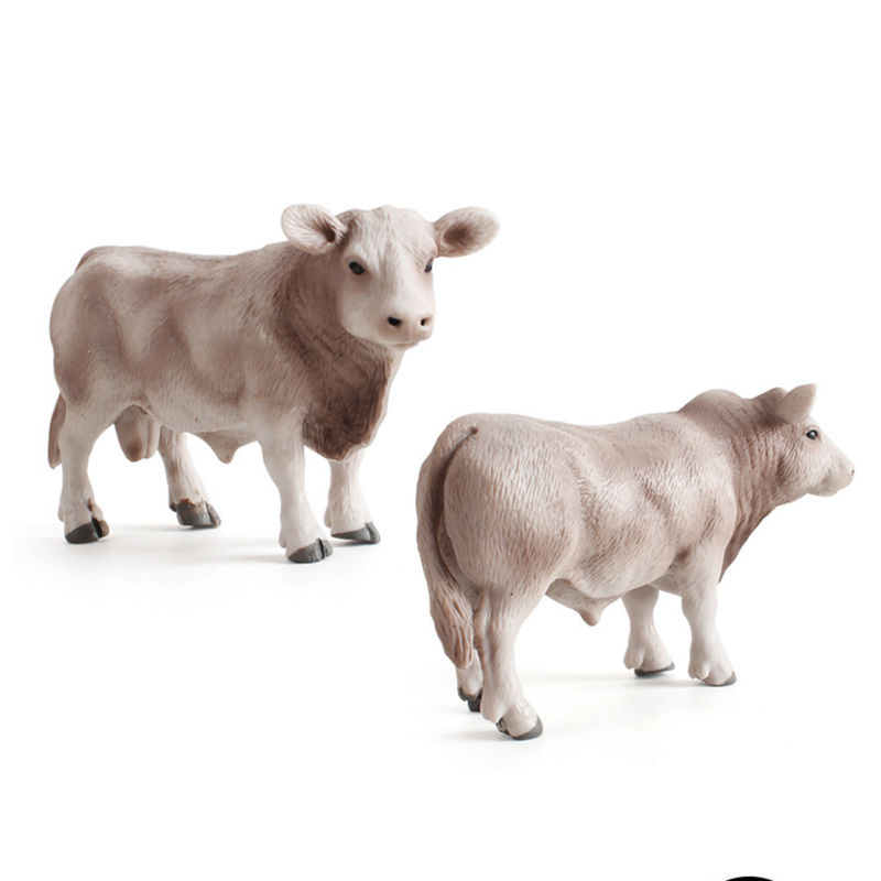 Juguetes de diversión para zoológicos y granjas Modelo de vaca Figura de acción Figura de animal simulada Modelos de plástico
