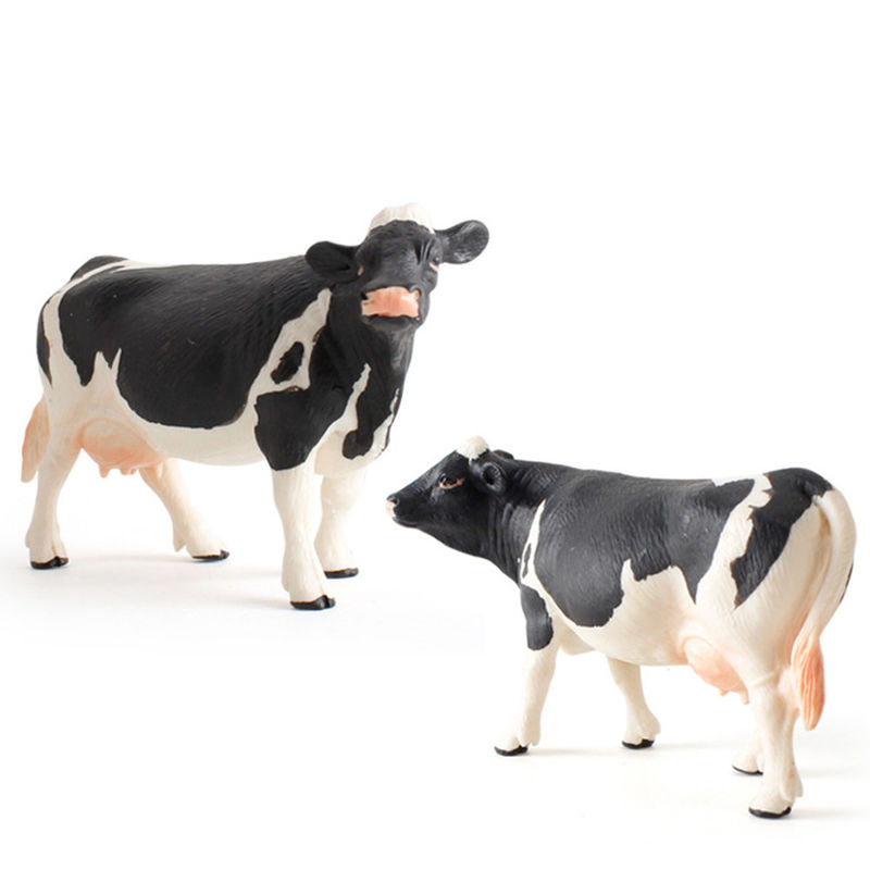 Juguetes de diversión para zoológicos y granjas Modelo de vaca Figura de acción Figura de animal simulada Modelos de plástico