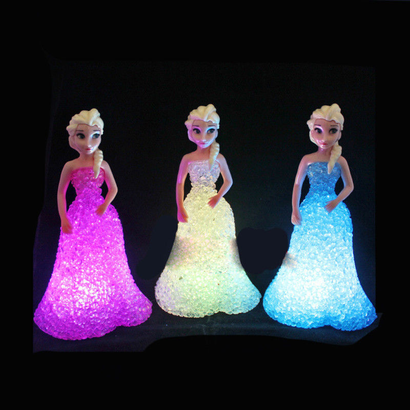 Mini personalizado Elsa Anna Sofia LED Luces coloridas Gradiente Cristal lámpara nocturna Princesa