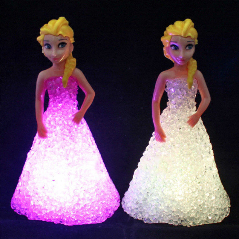 Mini personalizado Elsa Anna Sofia LED Luces coloridas Gradiente Cristal lámpara nocturna Princesa