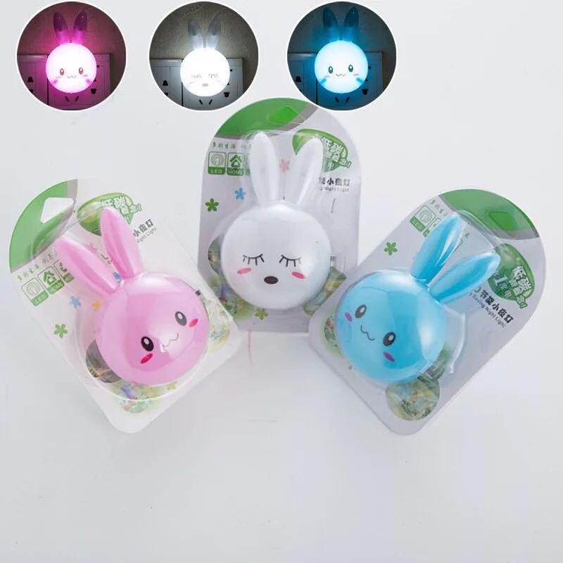 Fabricante de juguetes personalizado lámpara de noche de conejo LED con interruptor de encendido/apagado de luz de pared lámpara de cama