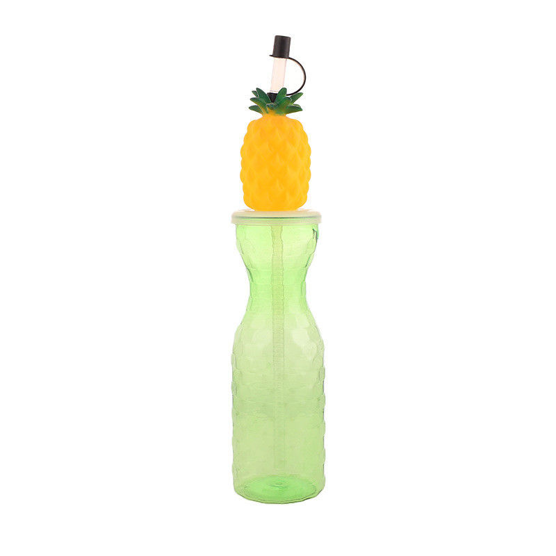 Taza de plástico en forma de fruta con taza de té de leche de paja botella de jugo portátil
