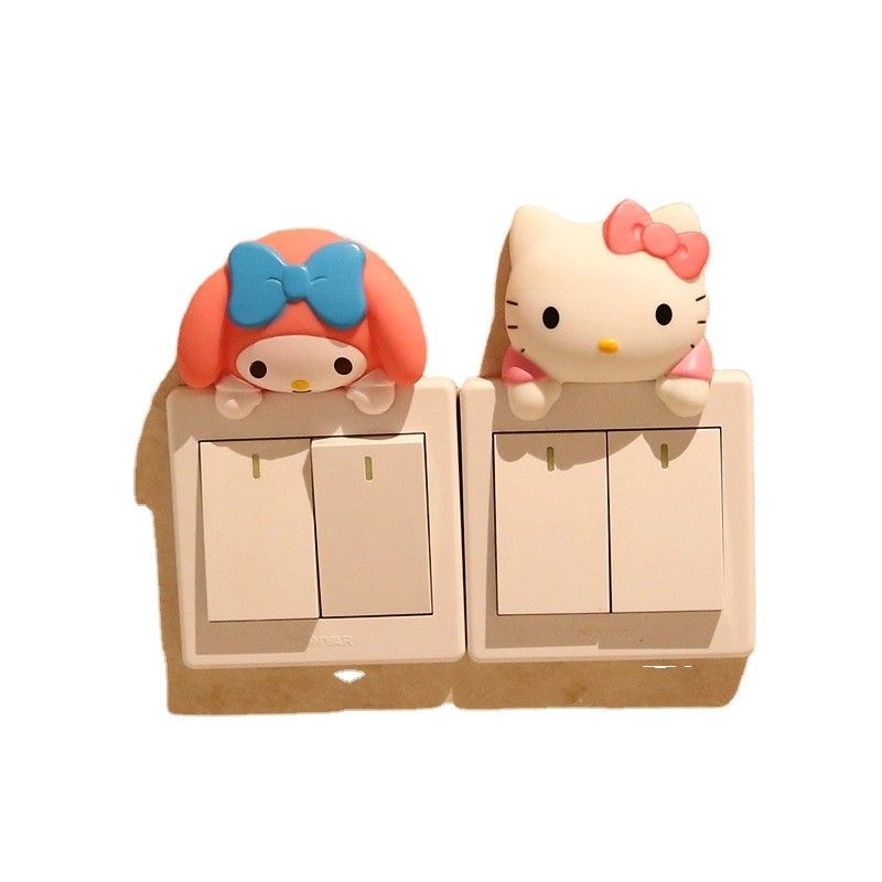 Kt Cat Cartoon Switch Cover Decoración de la habitación 3D Aplicación de interruptor encendido y apagado