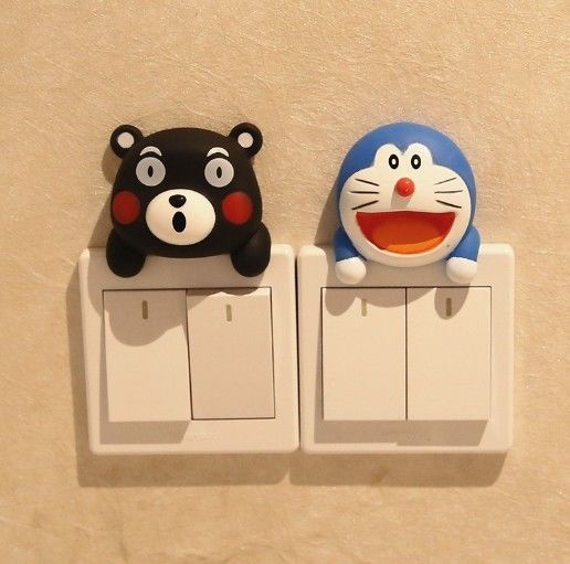 Kt Cat Cartoon Switch Cover Decoración de la habitación 3D Aplicación de interruptor encendido y apagado