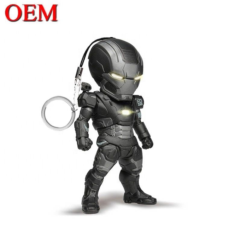 juguete de vinilo personalizado hacer 3D LED Cartoon Keychain Accesorios llavero de plástico para bolsos