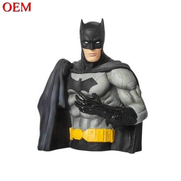 Juguetes personalizados Fabricante de juguetes personalizados 3D Bat-Man Juguete caja de dinero figuras de plástico de OEM