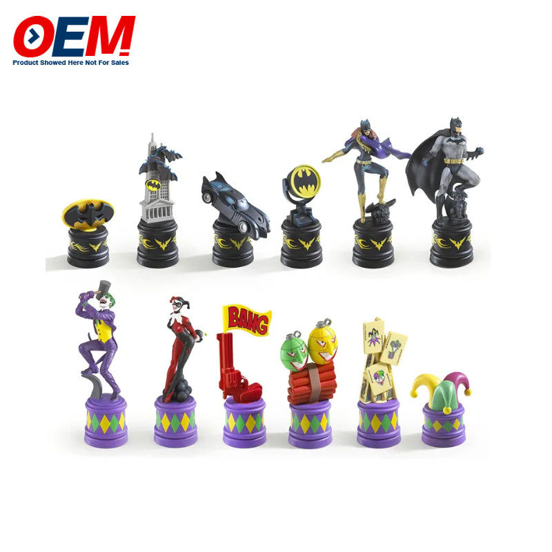 Juego de ajedrez de personajes de plástico PVC personalizado, figuras OEM, juego de tablero de ajedrez, juguete de ajedrez divertido