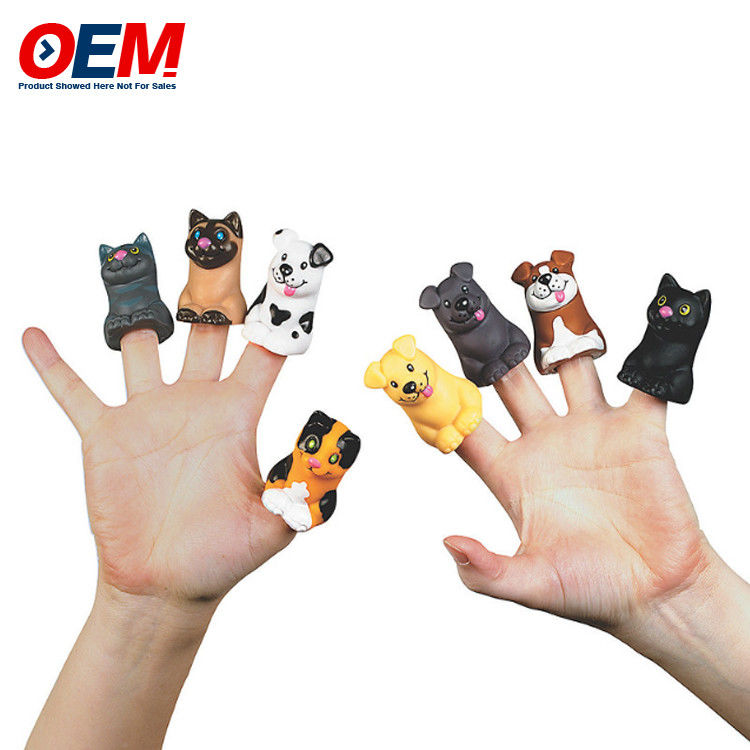 Juguetes de dedos de animales de plástico para dinosaurios de madera personajes de muñecos hechos de silicona para niños