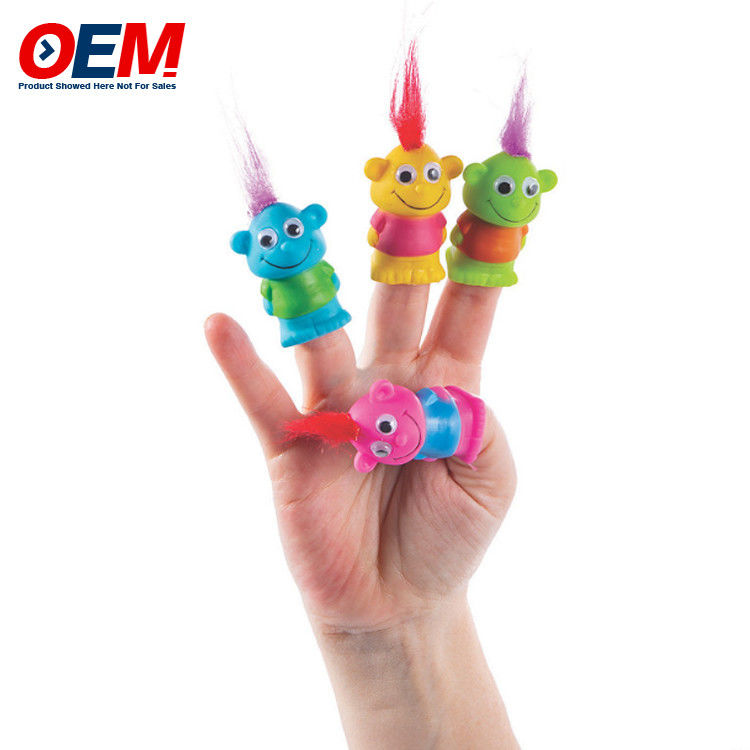 Juguetes de dedos de animales de plástico para dinosaurios de madera personajes de muñecos hechos de silicona para niños