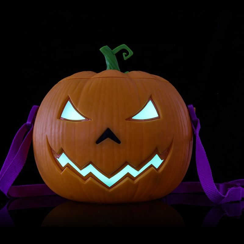 Contenedor de comida en 3D personalizado con activación por voz en forma de calabaza luminosa de palomitas de maíz OEM