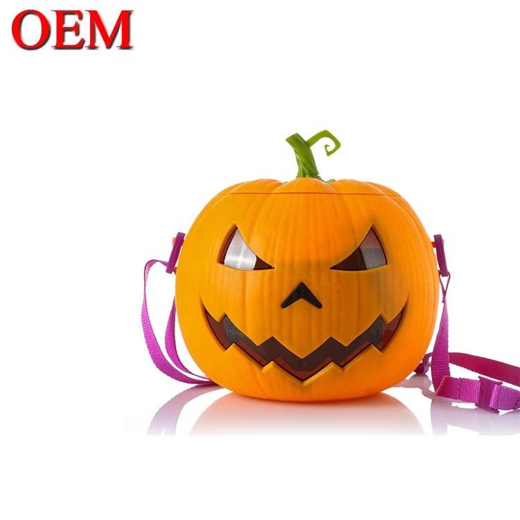 Contenedor de comida en 3D personalizado con activación por voz en forma de calabaza luminosa de palomitas de maíz OEM