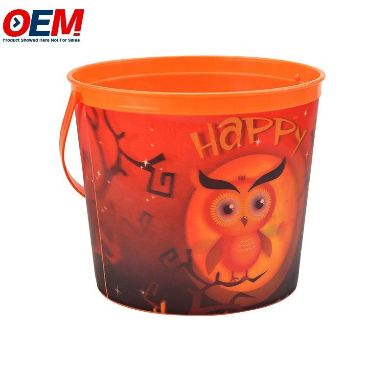 plástico personalizado Halloween dibujos animados diseño de animales contenedor de palomitas de maíz de plástico almacenamiento de alimentos popcorn cubo con tapa