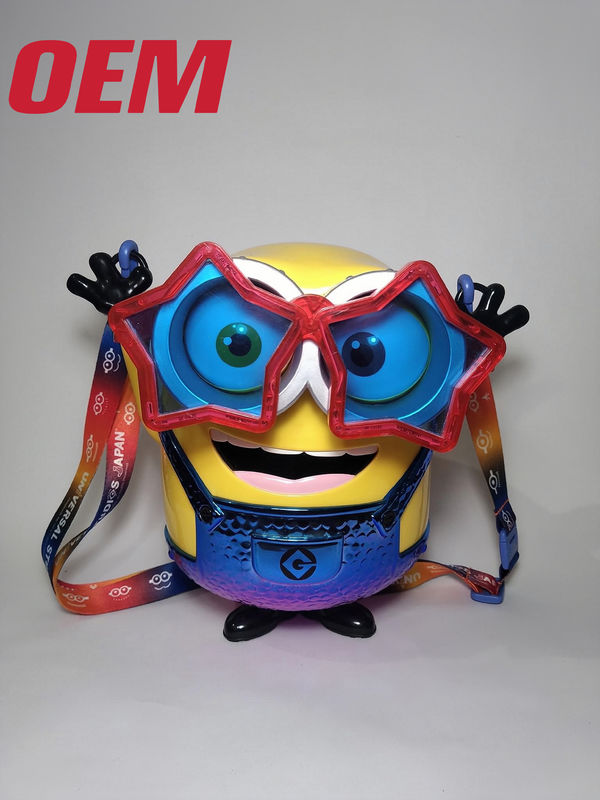 Producción personalizada de películas Universal de palomitas de maíz de plástico Bucket Crear personaje Bucket de palomitas de maíz de maíz