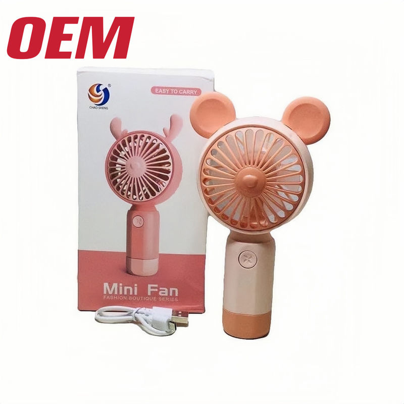 Mini ventilador de refrigeración portátil OEM de verano ventilador portátil hecho de mano linda batería de litio plegable de plástico dibujo animado de verano