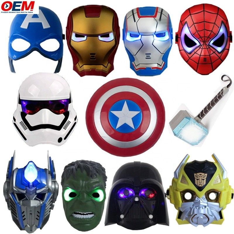 Máscaras personalizadas de Halloween Superhéroe de PVC Araña Héroe de Hierro Hulk Capitán América Máscaras Cosplay Trajes Máscara facial