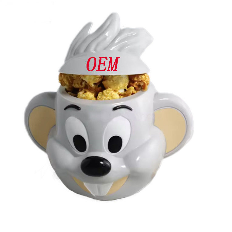 Diseño de personajes de dibujos animados de popcorn de plástico para películas