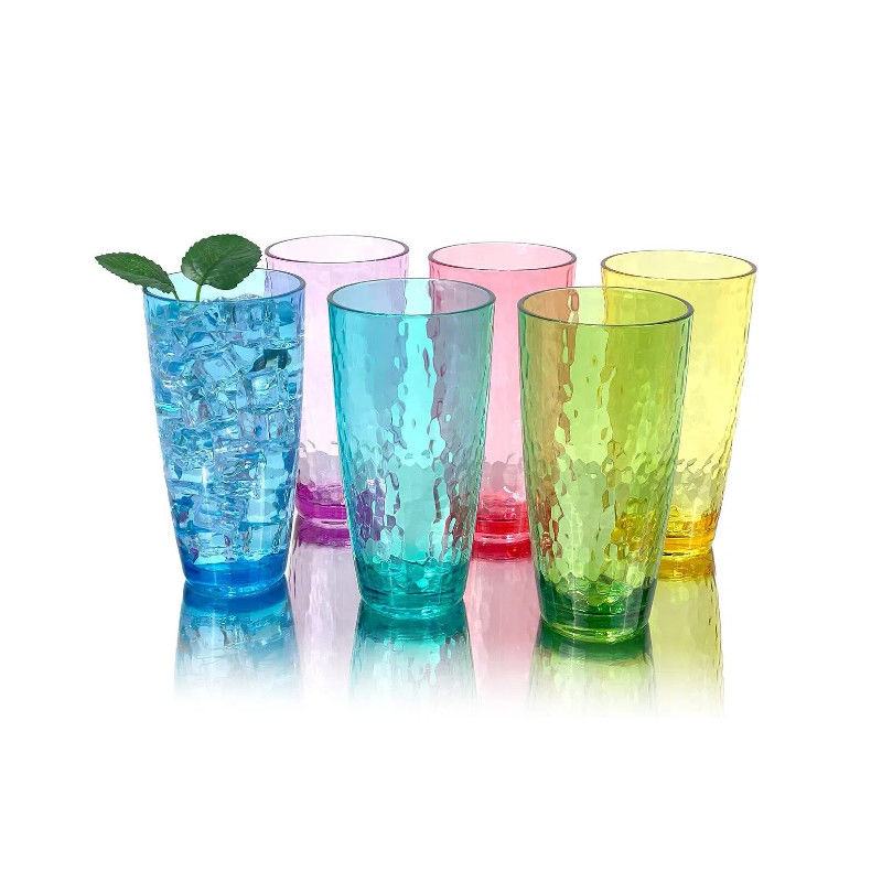 Tumbler de acrílico con tapa y paja de doble pared de colores mixtos copas de plástico reutilizables con su propio diseño