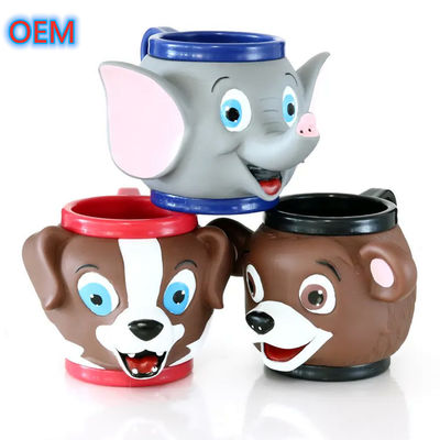 Taza de helado de animales de dibujos animados de plástico en 3D