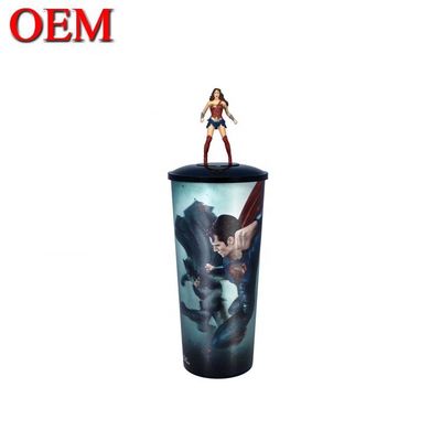 Taza personalizada de plástico lindo personaje taza de figuras de figuras de dibujos animados