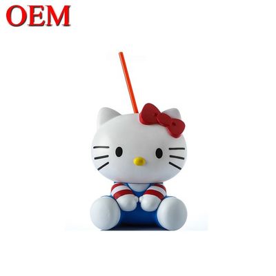 Fabricación Personaje de dibujos animados Personalizado gato 3D Copa de PP Cola OEM Figura de plástico / vinilo