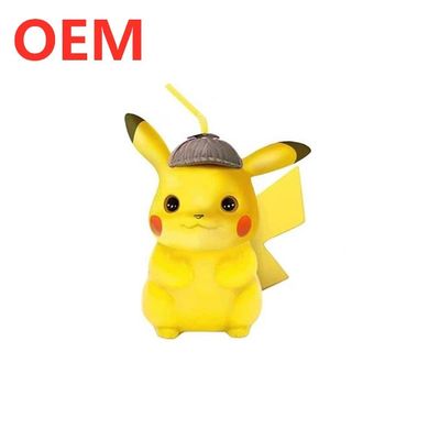 Fabricación a medida Forma de plástico 3D dibujo animado figura de Pikachu taza de paja taza de PVC a medida