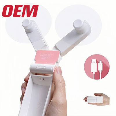Mini ventilador de refrigeración portátil OEM de verano ventilador portátil hecho de mano linda batería de litio plegable de plástico dibujo animado de verano