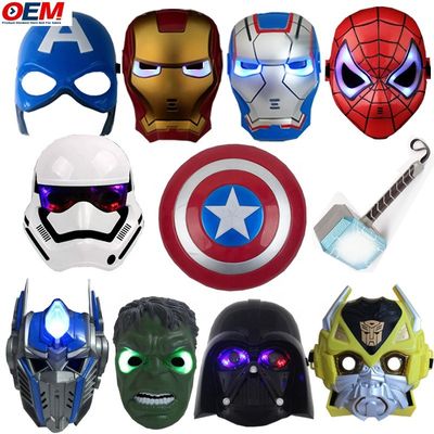 Máscaras personalizadas de Halloween Superhéroe de PVC Araña Héroe de Hierro Hulk Capitán América Máscaras Cosplay Trajes Máscara facial