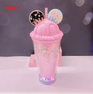 Taza de hielo Botella de agua Taza de paja de plástico para niños