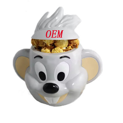 Diseño de personajes de dibujos animados de popcorn de plástico para películas