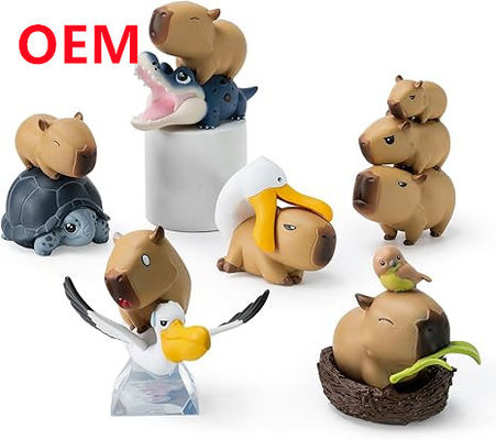 Juguetes de animales divertidos hechos a medida 6 diseños muñecos de PVC OEM material de PVC Mini juguetes